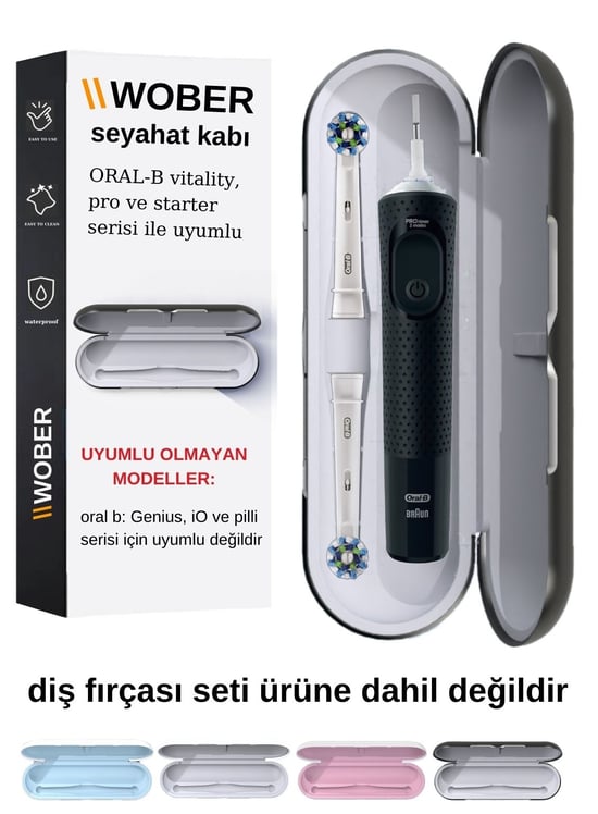 Wober Oral-B Uyumlu Şarjlı Diş Fırçası Seyahat Saklama Kabı Pembe
