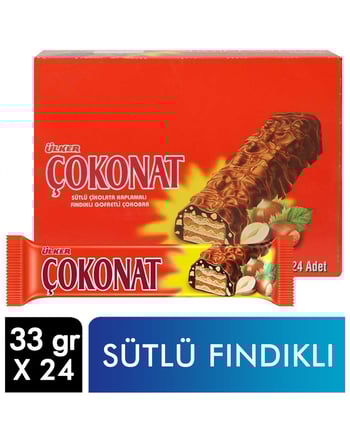 Ülker,Ülker Çokonat Kaplı Gofret 33 gr X 24'lü Paket,aburcubur ürünleri,abur cubur çeşitleri,çikolata ürünleri,çikolata çeşitleri,çikolata fiyatları,gıda ürünleri,toptan satın al,toptantr,toptan mağazacılık