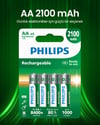 Philips 2100 Mah Şarjlı Aa Kalem Pil 4'lü Blister