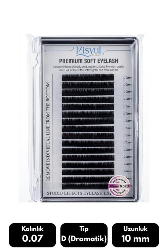 Misyul 0.07d Dramatik Kıvrım 10 Mm Soft Eyelash Doğal İpek Kirpik 16'lı