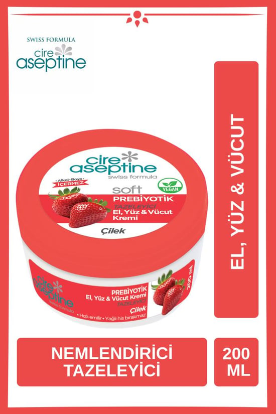 Cire Aseptine Soft Çilek Özlü Nemlendiricili Prebiyotik Krem 200 Ml