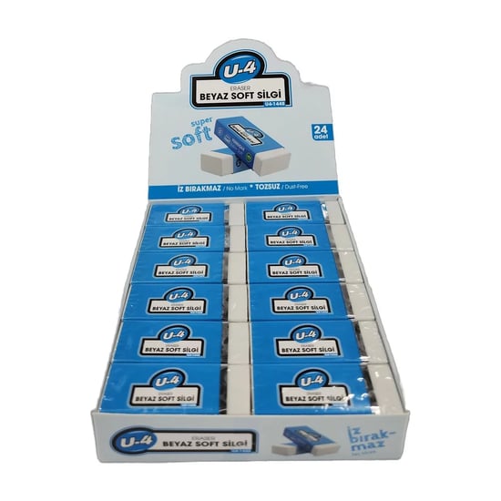 U-4 Beyaz Süper Soft Yumuşak  Silgi 24'lü