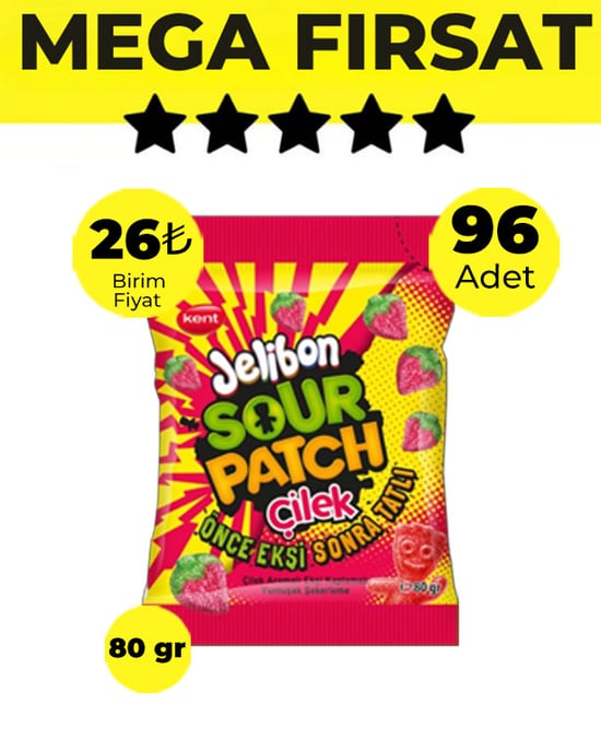 Jelibon Sour Patch Çilek Yumuşak Şekerleme 80 Gr