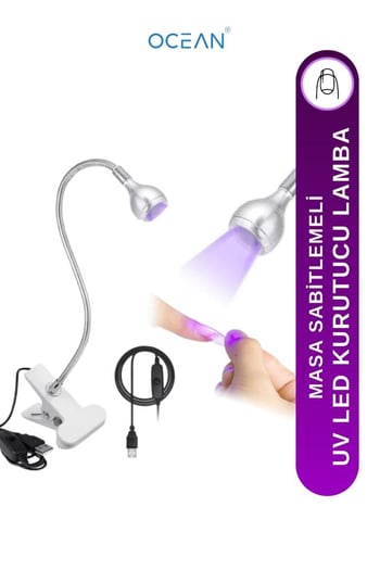 Ocean Mandallı Usb Girişli 360 Derece Dönebilen Uv Led Lambası Beyaz Asu-938beyaz