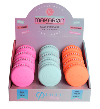 ProCo Beauty Makaron Saç Fırçasi Kaynak Saçlara Özel Seri - Havalı Neon  -  Mercan, Pembe, Nane Yeşili
