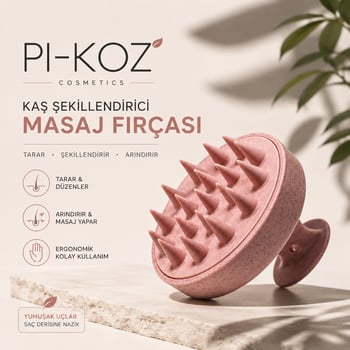 Pi-koz Silikon Saç Derisi Masaj Fırçası - Ergonomik Şampuan Masaj Tarağı