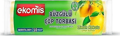 Ekomis Büzgülü Çöp Torbası M Boy 10 Adet Limon Kokulu