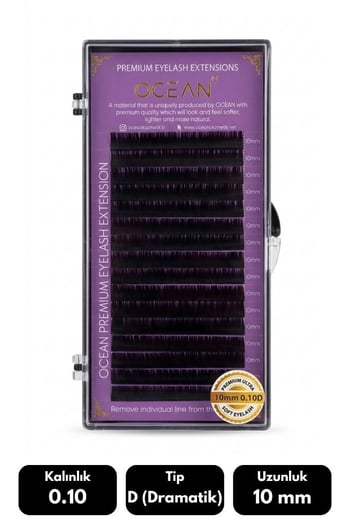 Ocean 0.10d Dramatik Kıvrım 10 Mm Soft Eyelash Doğal İpek Kirpik 16'lı