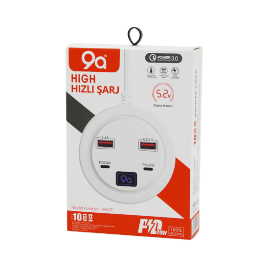 İnura Global 9a High Power 3.0 ( Vfast) Ky-100 ( Çoklu= 4 Lü ) ( Hızlı ) Şarj Seti ( 2ad -pd20w=type-c & 2.1a + Qc3.0= Usb ) (2.4w)
