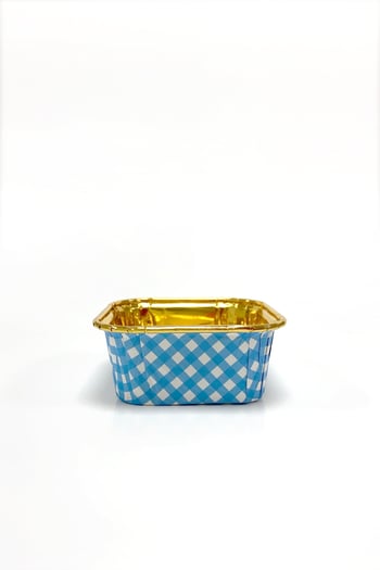 Dolphin Muffin Kek Kapsülü Kare Pötikare Mavi-Altın 25 Adet