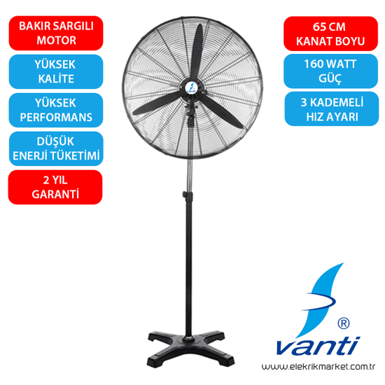 Vanti Sanayi Tipi Ayaklı Vantilatör 65cm (26inç)- Kcf291-ay