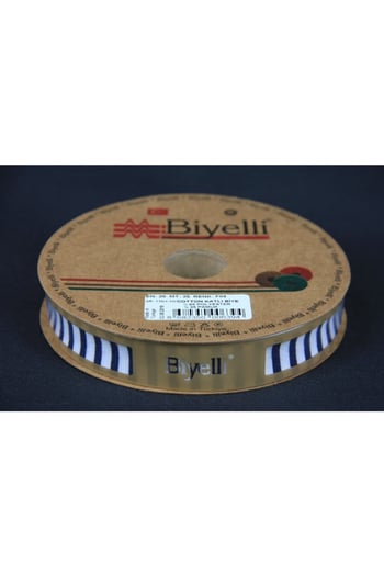 Biye Kalın Çizgili Katlı F04 Lacivert 2 Cm 25 Metre %65 Koton %35 Polyester