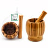 Bella House K-0521 ( Ahşap Bambu & Çizgili ) Havan ( Sarımsak Dövecek ) ( Ç: 8cm--d: 7cm--y:10.5cm ) ( Fileli Ambalaj)