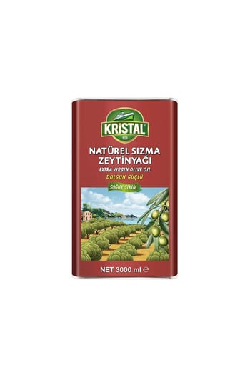 Kristal Natürel Sızma Zeytinyağı Dolgun Güçlü 3 L Teneke