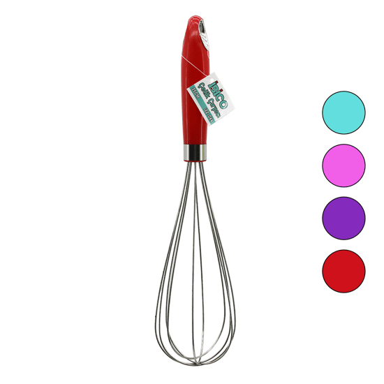 İ22-066 ( 35cm ) ( Renkli Plastik Saplı ) Çelik Metal Çırpıcı ( Çırpıcı: 20.5cm + Sap: 14.5cm )
