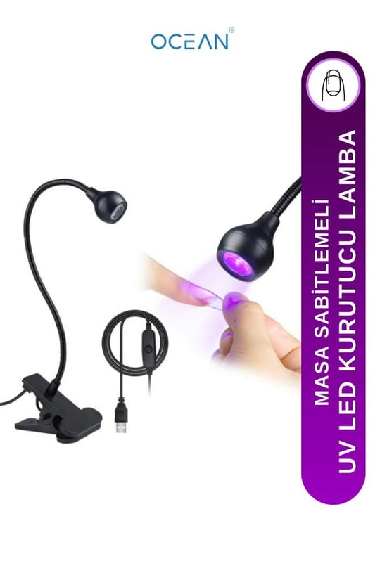 Ocean Mandallı Usb Girişli 360 Derece Dönebilen Uv Led Lambası Siyah Asu-938sıyah