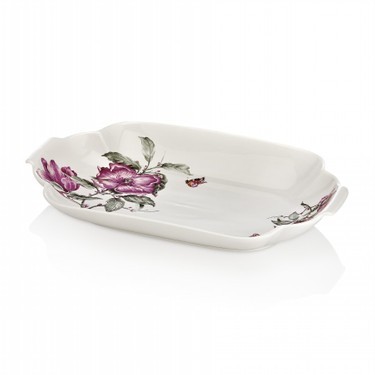 Noble Life Menekşe Desenli Porselen Kulplu Servis Tabağı 29 Cm