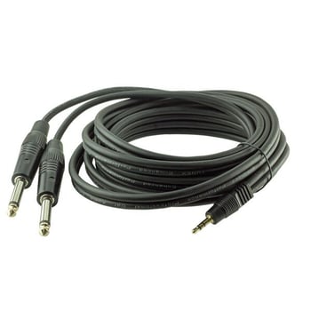 3.5 Mm Stereo Erkek / 2x6.3 Mm Mono Gitar Erkek 3 Metre Kablo