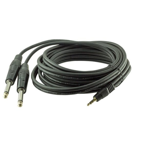 3.5 Mm Stereo Erkek / 2x6.3 Mm Mono Gitar Erkek 3 Metre Kablo