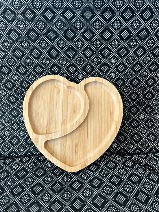 5'Li Kalpli Bambu Sunumluk 2 Bölmeli Tabak Dekoratif Kase