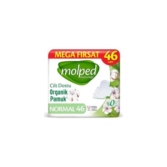 Molped Pure & Soft Organik Pamuklu Hijyenik Ped Mega Fırsat Normal 46 lı