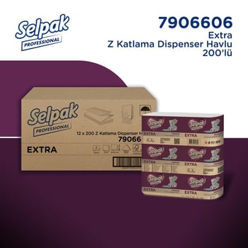 Selpak Professional Extra Z Katlı Dispenser Havlu 200 Yaprak 12'li