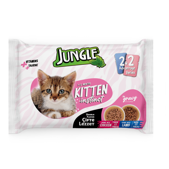 Jungle 100 4'lü Pouch Kedi Maması Yavru Tavuklu & Kuzulu Jngf-001