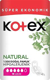 Kotex Natural Hipoalerjenik Dörtlü Paket Uzun 16'lı