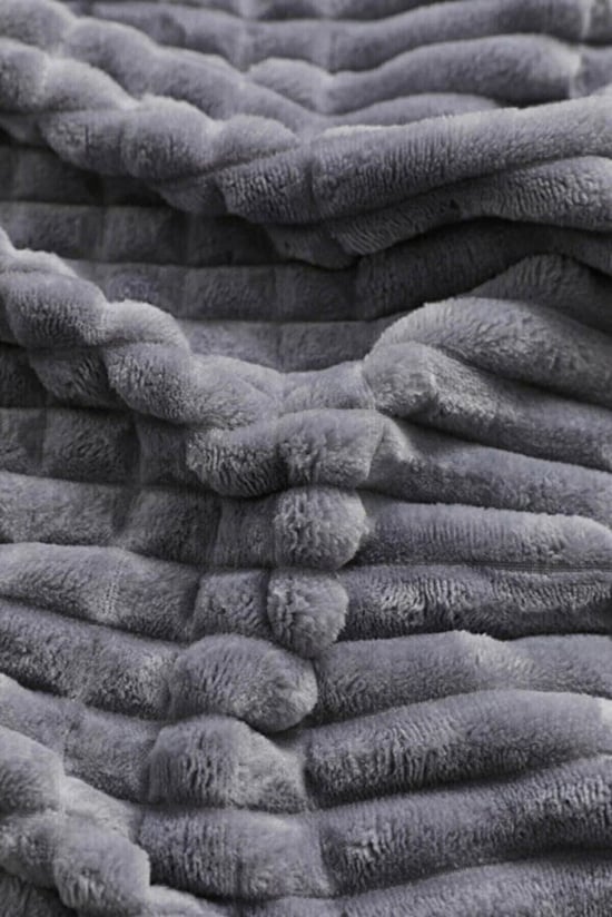 Merinos Modern Line 3 Parça Battaniye Seti - Koyu Gri Antrasit