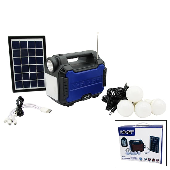 Nns Ns-s55ls (3in1&solar) (2in1=el Feneri& Radyo& Mp3) Bluetooth&usb/tf Port&4pcs Ampul Kablolu&powerbank