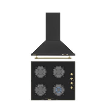 Simfer Retro Siyah 2'li Cam Ankastre Set (ocak + Davlumbaz)
