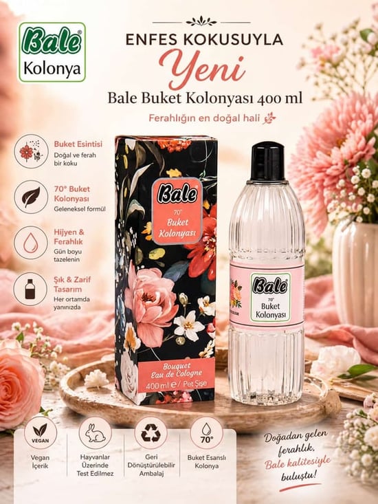 Bale Buket Kolonyası Kutulu Pet Şişe 400 Ml.