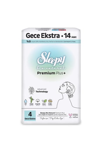 Sleepy Bio Natural Premium Plus Gece Ekstra Ped 14 Adet