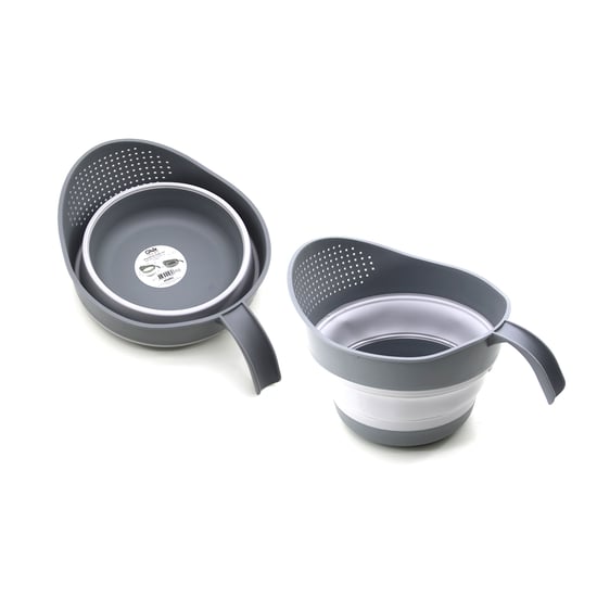 Qlux L-00984-2 ( Katlanabilir ) Pirinç Süzgeç ( Gri ) ( Maşrafa Modeli ) ( 2250ml ) ( Kapalı=8.5 & Açık=16cm ) ( 19x26cm )