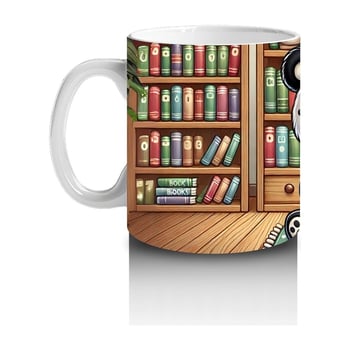 Çocuklara Sütü Sevdiren Kitap Okuyan Sevimli Panda Desenli Kupa Bardak