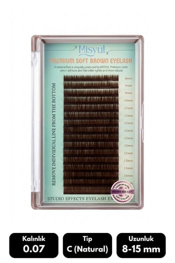 Misyul 0.07c Natural Kıvrım Brown Mix Soft Eyelash Doğal İpek Kirpik 8-15 Mm 16'lı