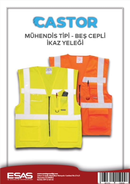 Castor İkaz Yeleği̇-mühendi̇s Ti̇p 5 Cep-3 Bantli