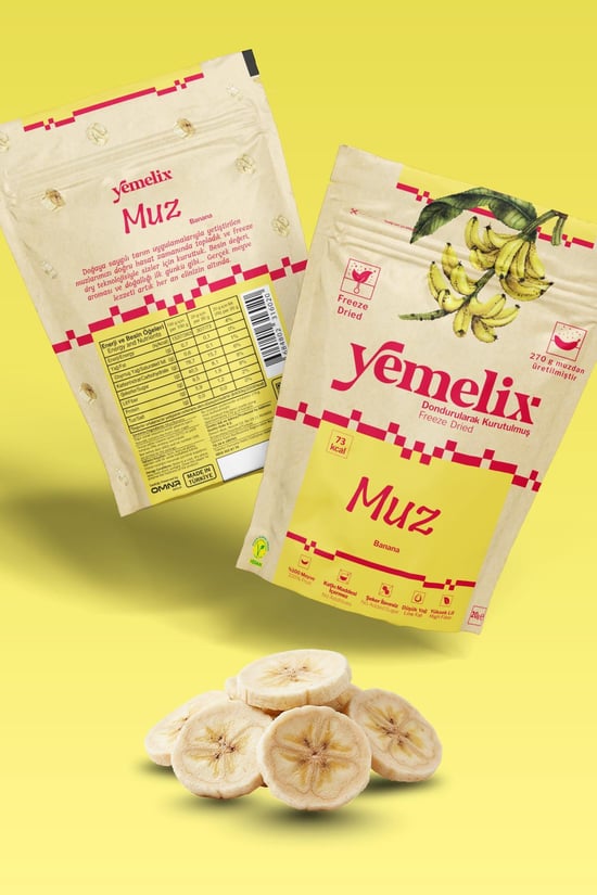 Yemelix Freeze Dried Muz Kuru Meyve Cipsi - Dondurularak Kurutulmuş Muz 20G