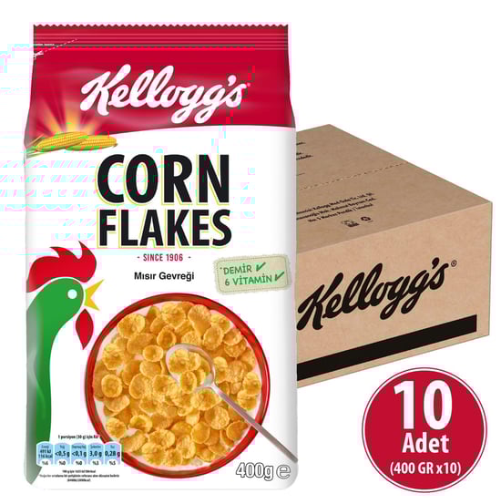 Kellogg's Corn Flakes Kahvaltılık Mısır Gevreği 400 Gr X 10 Adet