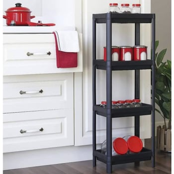 Shelf Unit Maggie Om-1016-0053 ( 4 ( Çukur ) Raflı ) & Siyah ) ( Dikdörtgen ) Raf Ünitesi Plastik