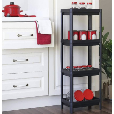 Shelf Unit Maggie Om-1016-0053 ( 4 ( Çukur ) Raflı ) & Siyah ) ( Dikdörtgen ) Raf Ünitesi Plastik