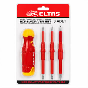 Eltaş Lrd-144 ( 3pcs & Çift Taraflı Uç ) ( 3mm&5mm&6mm ) ( Ergonomik Sap ) Elektrikli Tornavida Seti