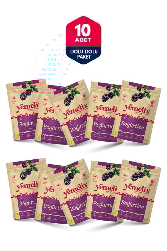 YEMELİX Freeze Dried 10'lu Dolu Dolu Paket Böğürtlen Kuru Meyve Cipsi - Dondurularak Kurutulmuş Böğürtlen 15