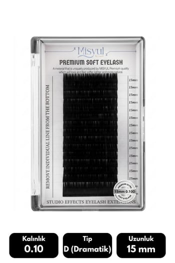 Misyul 0.10d Dramatik Kıvrım 15 Mm Soft Eyelash Doğal İpek Kirpik 16'lı