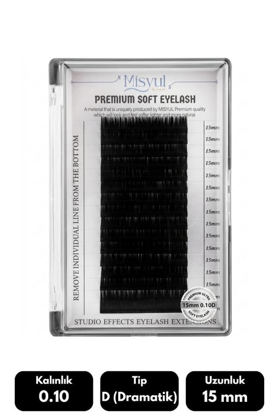 Misyul 0.10d Dramatik Kıvrım 15 Mm Soft Eyelash Doğal İpek Kirpik 16'lı