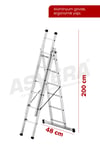 Asvera Endüstriyel 6 Metre A Tipi 3 Parçalı Alüminyum Merdiven - 1.4 Mm Profesyonel Merdiven