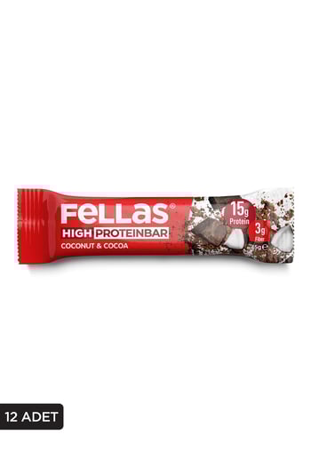 Fellas Yüksek Protein Bar - Hindistan Cevizli ve Kakaolu 45g X 12 Adet