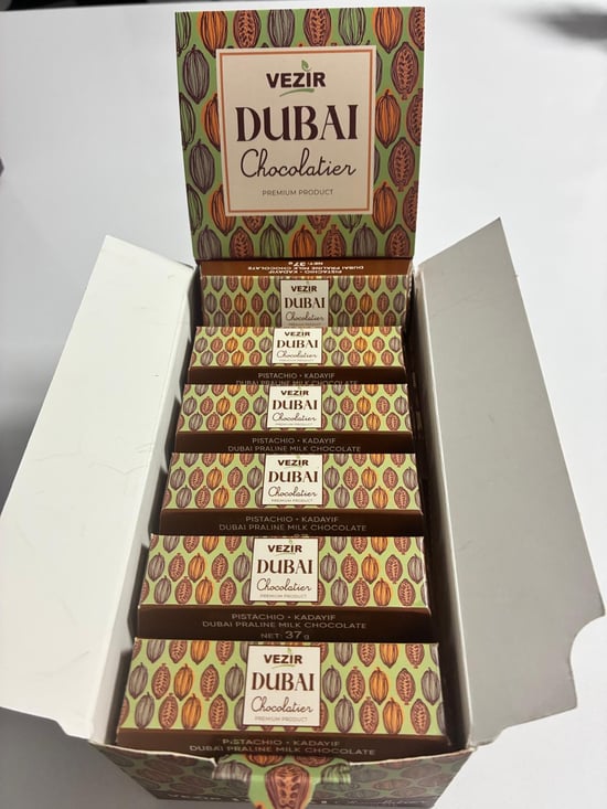 Vezir Antep Fıstığı ve Kadayıf Dolgulu Sütlü Dubai Çikolatası 37 Gr