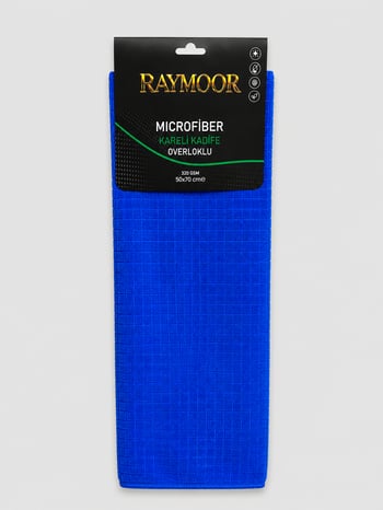 Raymoor 320 Gsm Mikrofiber Kareli Kadife Overloklu Bez 50x70 Cm Profesyonel Araç Kurulama ve Detay Temizlik Bezi