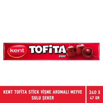 Kent Tofita Stick Vişne Aromalı Meyve Sulu Şeker 47gr X 240 Adet